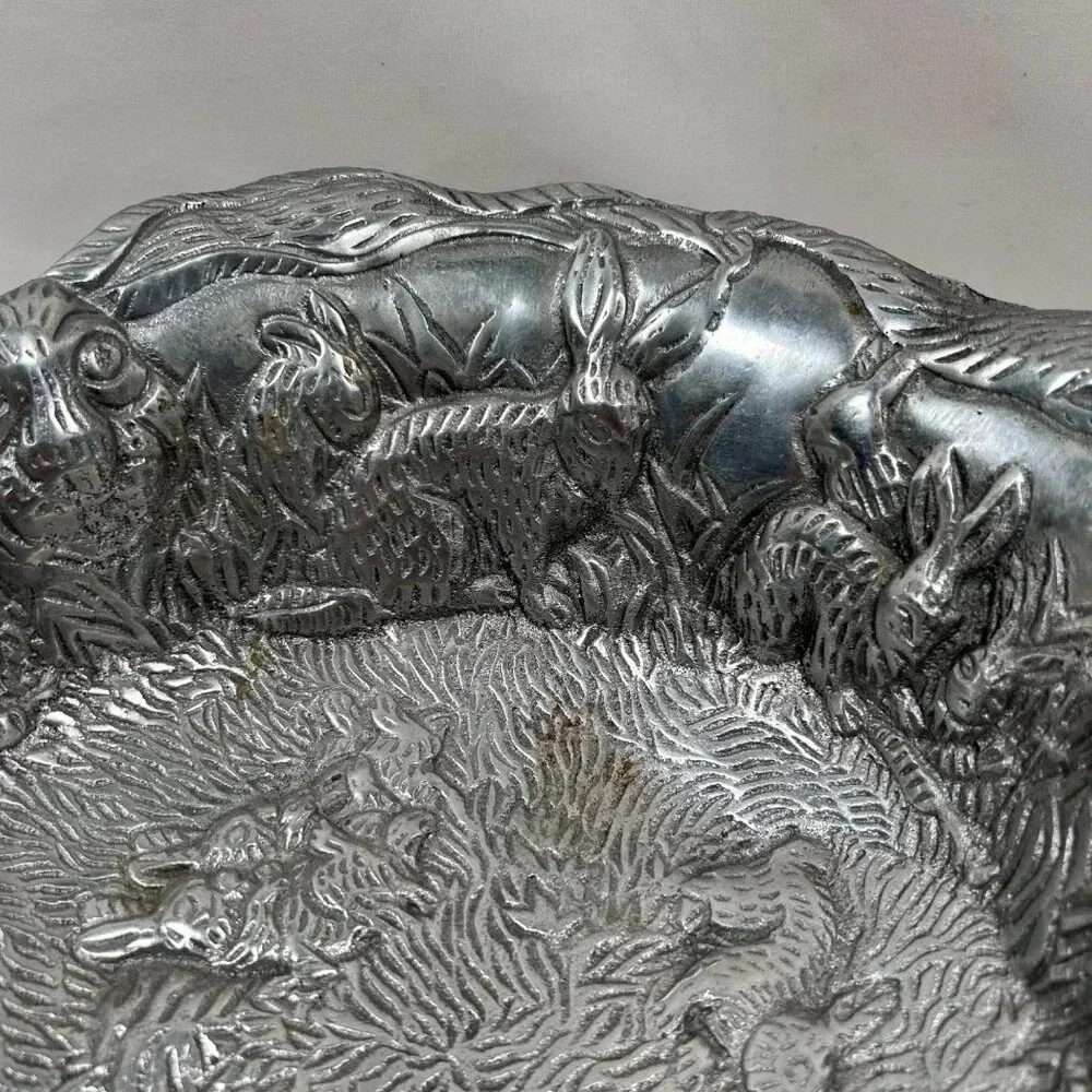 Vintage Arthur Court Bunny Rabbit Aluminum Serving Bowl